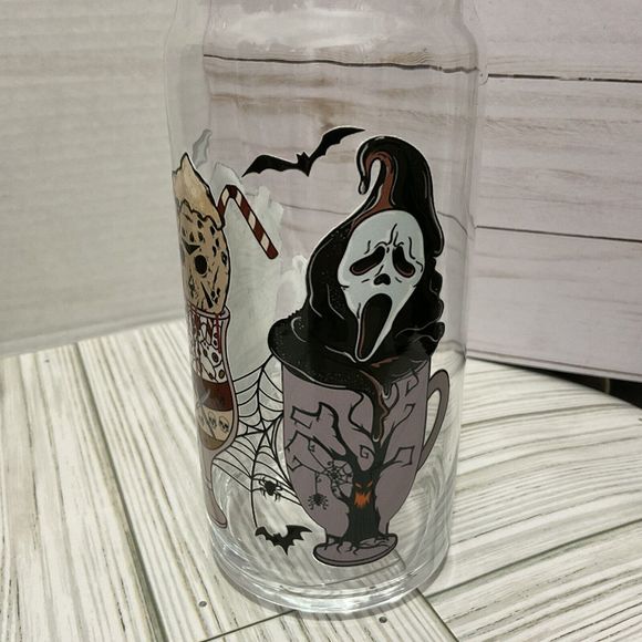 Large Beer glass Decorated 20 oz Can Shaped Beer Glass Horror Movie Guys - Picture 3 of 5